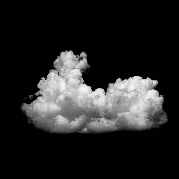 White cloud isolated on a black background realistic cloud. - Photo, Image