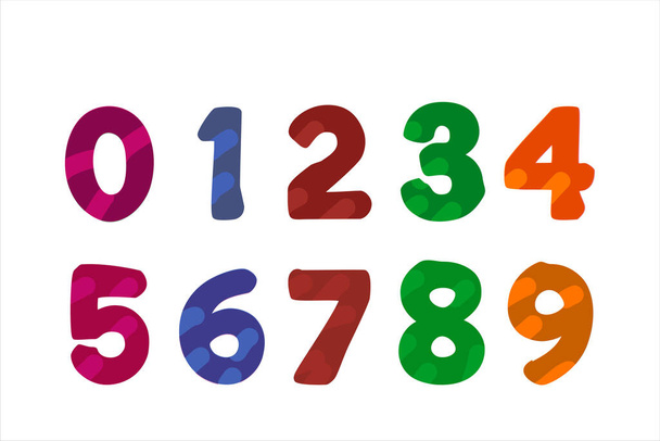 Çocuklar Renkli Çizgi Film Seti. 1-9 haneli bebek simgelerinin vektör seti. okul Matematiksel Sembolleri.  - Vektör, Görsel