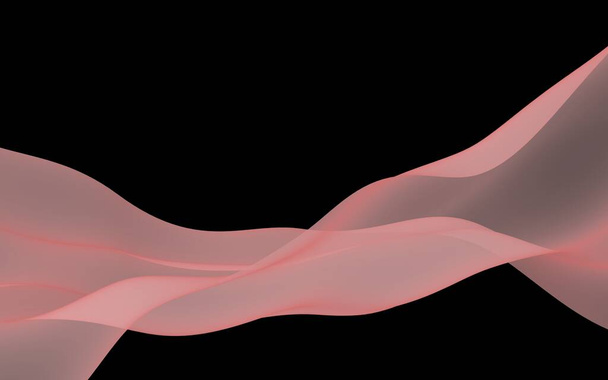 Abstract wave. Scarf. Bright ribbon on black background. Abstract smoke. Raster air background. 3D illustration - Fotoğraf, Görsel