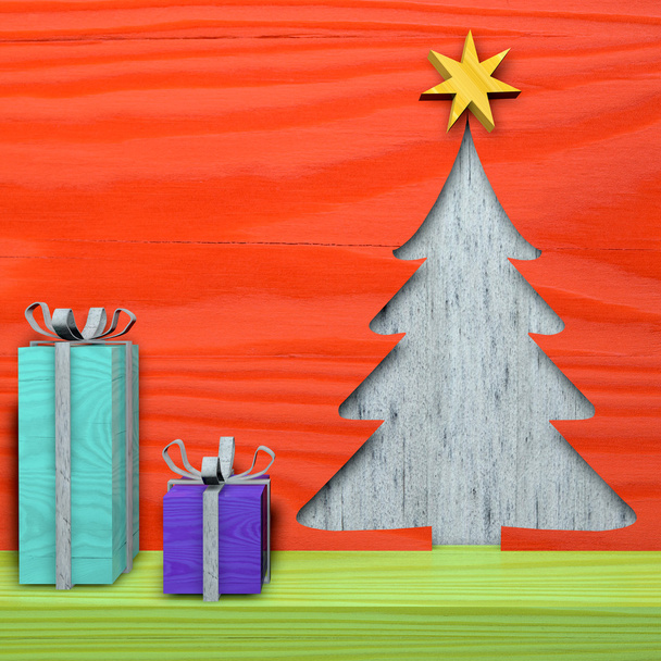 Saudação cartão de Natal, férias, madeira, abeto
 - Foto, Imagem