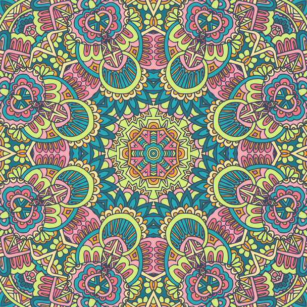 Mandala Doodle Linien dekoriert Hintergrund. Abstrakte geometrische Vektor gekachelt Boho ethnischen nahtlosen Muster ornamentalen. - Vektor, Bild