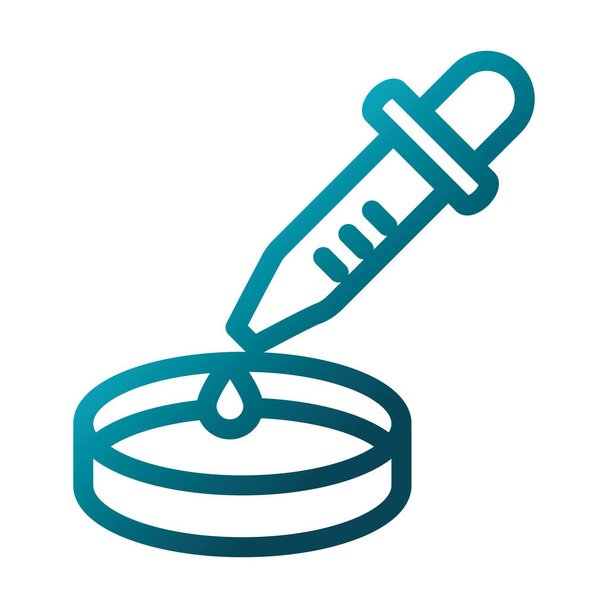 dropper and petri dish laboratory science and research gradient style icon - Vector, Image