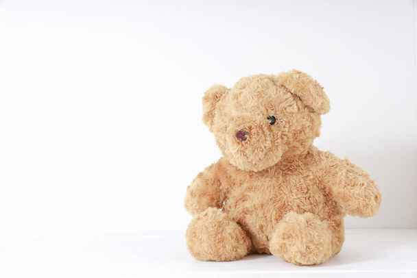 Fluffy brown teddy bear isolated on white background. - Photo, Image