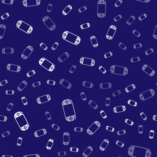 Icône de console de jeu vidéo portable blanc isolé motif sans couture sur fond bleu. Panneau de jeu. Concept de jeu. Illustration vectorielle
 - Vecteur, image