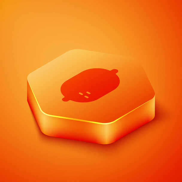 Isometric Lemon icon isolated on orange background. Orange hexagon button. Vector Illustration - Vector, Image