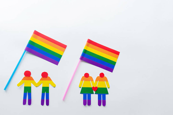 symbols and figures made of LGBT paper on a white background - Photo, Image