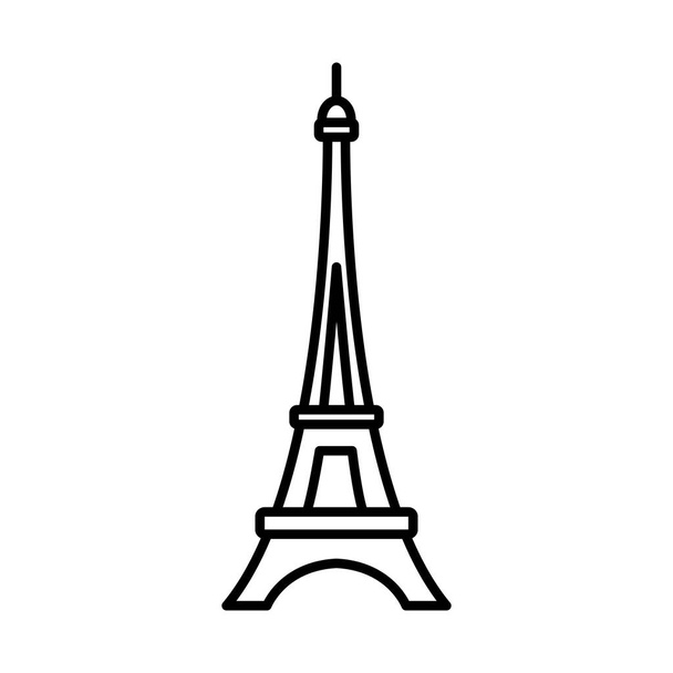 bastille day concept, eiffel tower icon, line style - Vector, Image