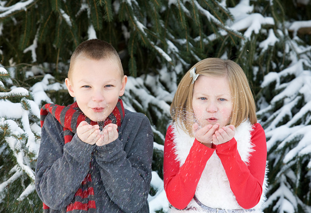 Enfants jouant dans la neige - Photo, image