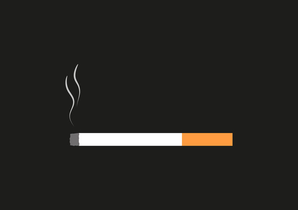 Yanan bir sigara ikonunun vektör çizimi, siyah arkaplan. Grafik ögesi, düz tasarım.. - Vektör, Görsel