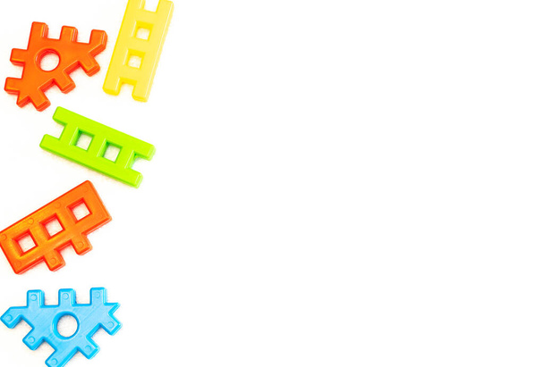 Multicolored tinker toys with copy space. Children development concept. - Fotoğraf, Görsel