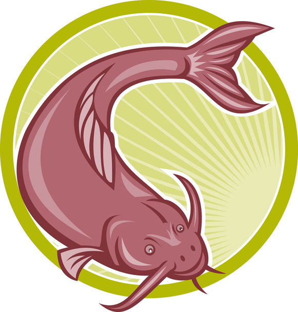 Angry Catfish Mergulho para baixo Desenhos animados
 - Vetor, Imagem