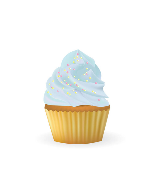 Blauwe room cupcake, vector illustratie - Vector, afbeelding