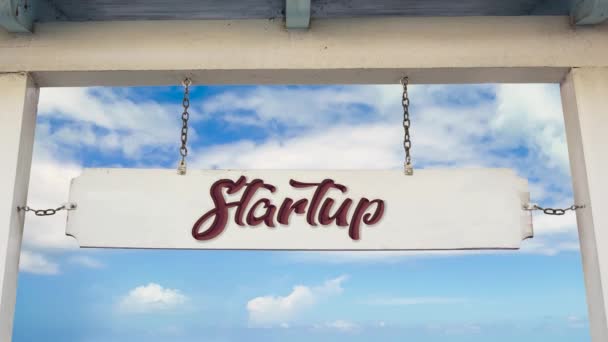 Street Sign the Way to Startup - Footage, Video