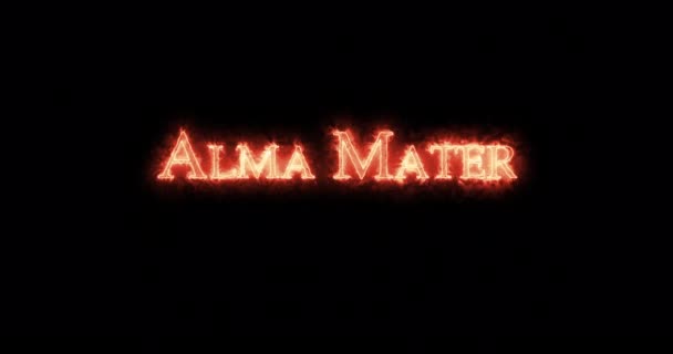 Alma Mater written with fire. Loop - Footage, Video