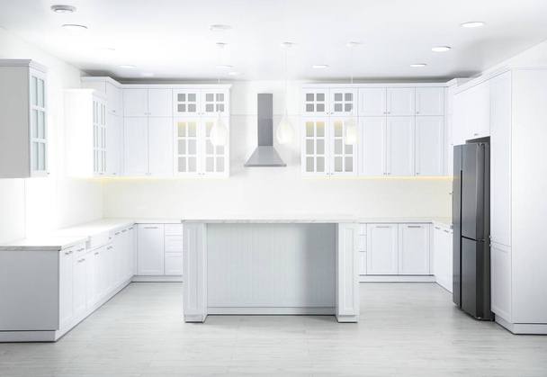 Interior of modern light kitchen with stylish furniture - Фото, зображення