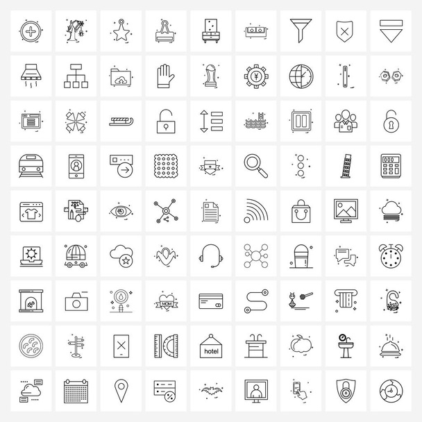 81 Universal Line Icon Pixel Symboles parfaits de tiroir, clip, Noël, presse-papiers, ui Illustration vectorielle
 - Vecteur, image