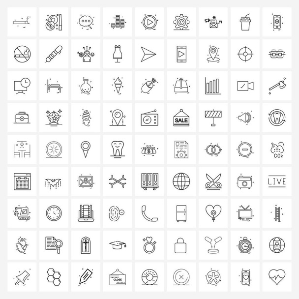 Set perfetto pixel di 81 icone della linea vettoriale come pulsante, riproduzione, sms, grafico a barre Illustrazione vettoriale
 - Vettoriali, immagini