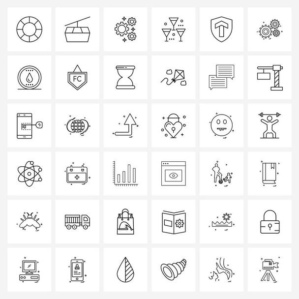 36 универсальных линейных иконок для еды, напитков, канатной дороги, коктейлей, зарабатывания денег
 - Вектор,изображение