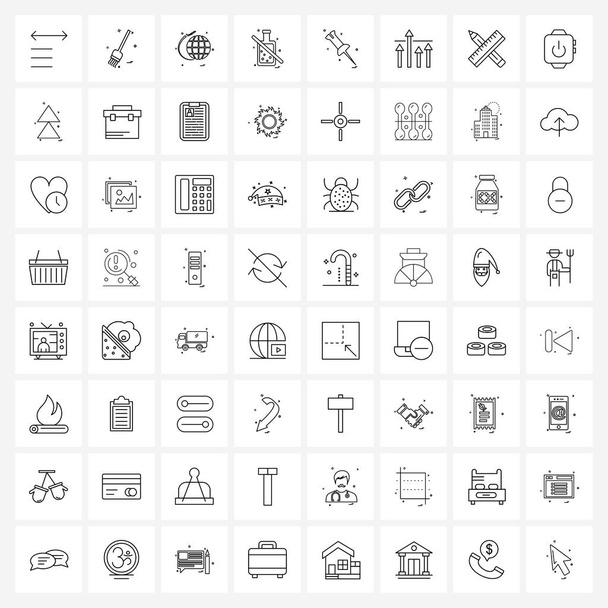 Line Icon Set of 64 Modern Symbols of arrow, pin, world tour, pin, drink Vector Illustration - Vector, Image