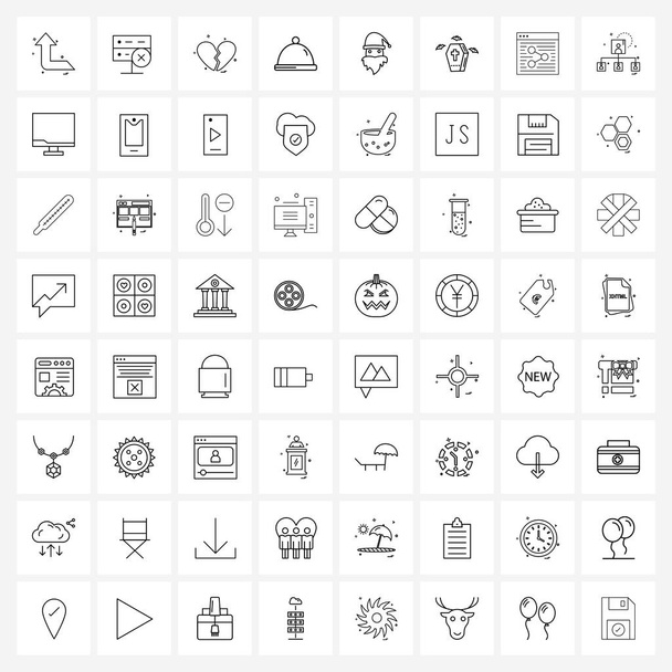 64 Universelle Symbole Pixel Perfekte Symbole für Service, Platte, Internet, Weihnachten, Valentinstag Vektor Illustration - Vektor, Bild