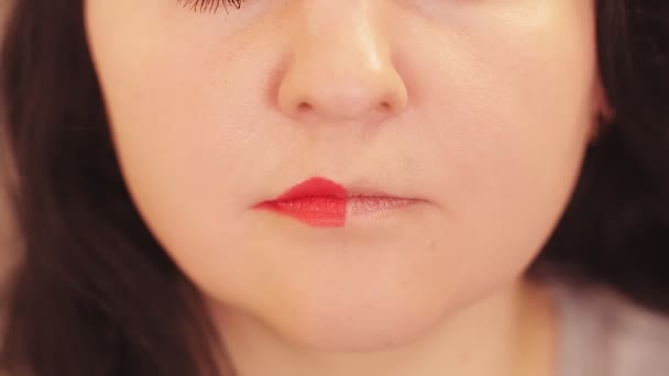Vrouw met half geschilderd gezicht. Close-up - Video