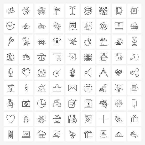 Universal Symbols of 81 Modern Line Icons of city, light, food , street light, sale Vector Illustration - Vector, Image