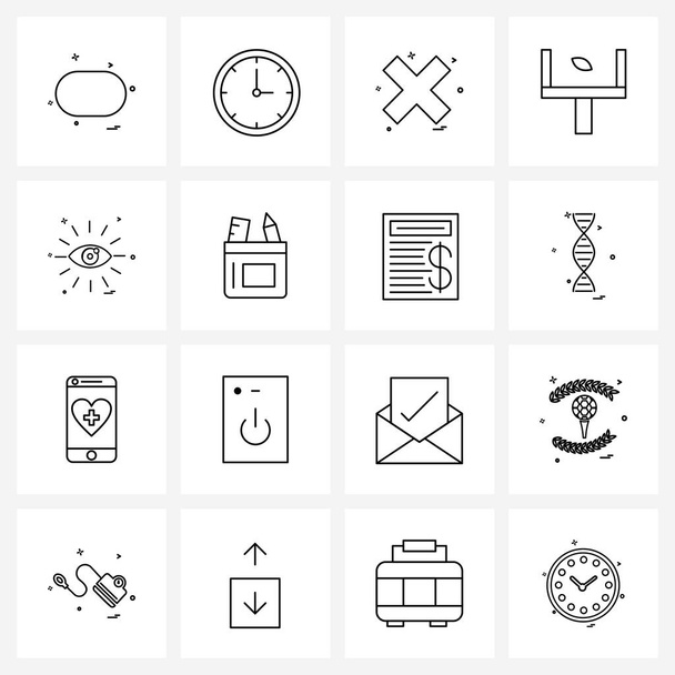 16 Universal Line Icons for Web and Mobile eye, gate, cross, football, American Vector Illustration - Vector, Image