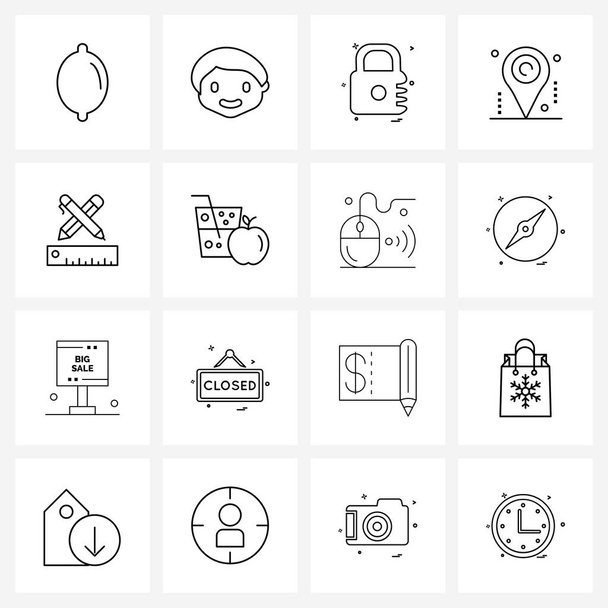 16 Universal Line Icons for Web and Mobile pen, document, lock, design, logistic Vector Illustration - Vector, Image