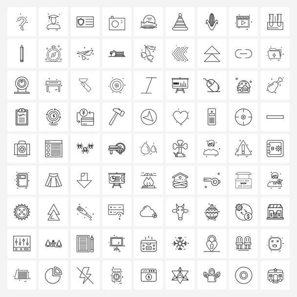 81 Universal Line Icon Pixel Perfekte Symbole für Mütze, Schuh, Karte, Fußballschuhe, Bild Vector Illustration - Vektor, Bild