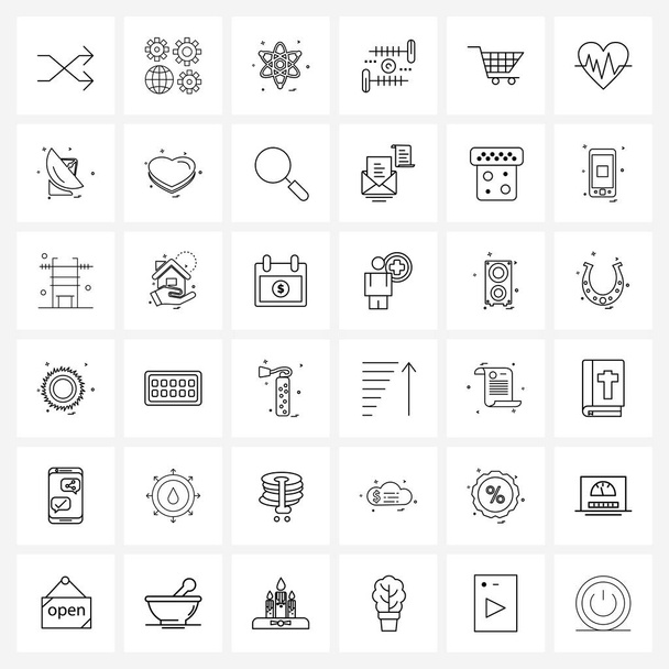 Απόθεμα Vector Icon Σύνολο 36 Γραμμικά σύμβολα για τις επιχειρήσεις, καλάθι, πυρηνική, αγάπη, μανικετόκουμπα Εικονογράφηση διάνυσμα - Διάνυσμα, εικόνα