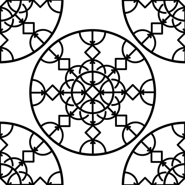 Seamless pattern with magical runic symbols, mandalas. Sacred geometry. Symbols of the esoteric mandala. Occult ancient symbols. Vector background. - Vector, Image