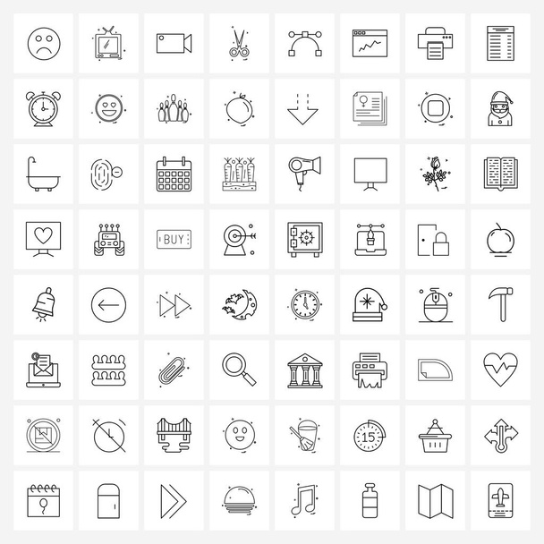 Set von 64 Simple Line Icons für Web und Print wie Drucker, Weblayout, Halloween, Webseite, Stift Vector Illustration - Vektor, Bild