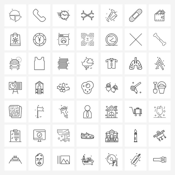 Universelle Symbole von 49 modernen Linien Symbole von Werkzeugen, Hammer, Uhr, furchterregend, Knochen Vektor Illustration - Vektor, Bild