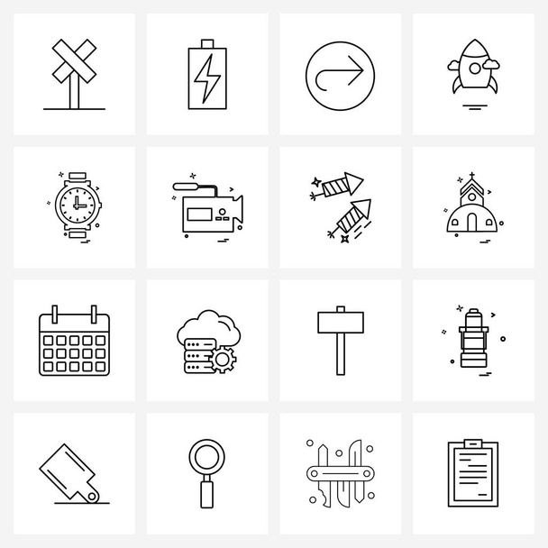Pixel Perfect Set of 16 Vector Line Icons such as transport, travel, charging, rocket, arrow Vector Illustration - Вектор,изображение