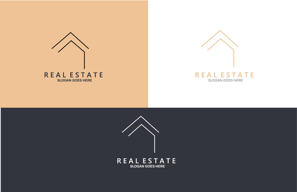Ilustración de un conjunto de vectores de diseño de logotipos inmobiliarios modernos
 - Vector, Imagen