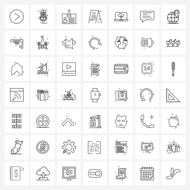 Conjunto de 49 iconos de línea simple para web e impresión como descarga, calle, insignia, stand, lista Vector Illustration
 - Vector, Imagen