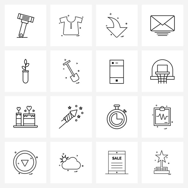 Símbolos Universales de 16 Iconos de Línea Moderna de planta, tubo, flecha, correo electrónico, mensaje Vector Illustration
 - Vector, Imagen