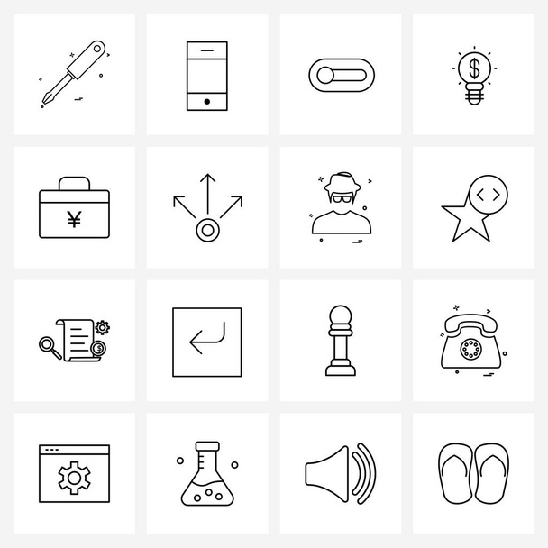 Set of 16 Simple Line Icons of yen, finance, settings, economy, business Vector Illustration - ベクター画像
