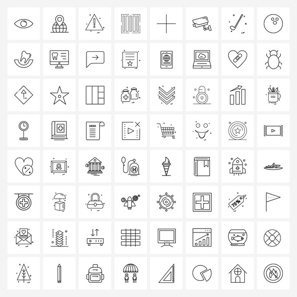 64 Universal Line Icon Pixel Perfekte Symbole für addieren, Geld, Aufmerksamkeit, Wirtschaft, Banken Vektor Illustration - Vektor, Bild