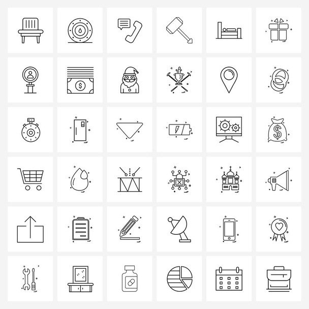 Símbolos aislados Conjunto de 36 iconos de línea simple de cama, libra esterlina, donación, mazo, llamada telefónica Vector Ilustración
 - Vector, imagen