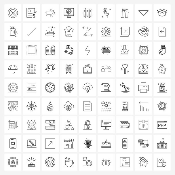 Icono de línea Conjunto de 81 Símbolos modernos de crayones, pluma, flecha, cuidado de la salud, vectores médicos Ilustración
 - Vector, Imagen