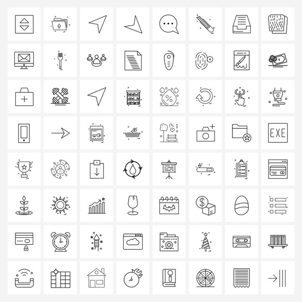Universelle Symbole für 64 moderne Liniensymbole von Basic, Cutter, Cursor, Cutter, Kommunikation Vektor Illustration - Vektor, Bild