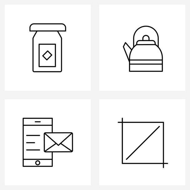 4 Universal Line Icons for Web and Mobile Australia, crop, kettle, email, graphic Vector Illustration - Vector, imagen