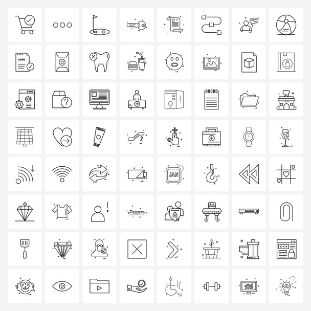 64 Universal Line Icon Pixel Perfekte Symbole für Netzwerk, Text, Erholung, doc, Sicherheit Vektor Illustration - Vektor, Bild