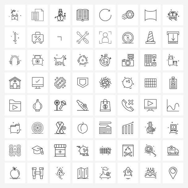 UI Conjunto de 64 iconos de línea básica de recarga, lectura, nieve, aprender, libro Vector Illustration
 - Vector, Imagen