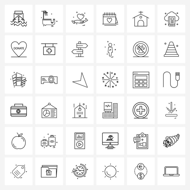 Icono de línea Conjunto de 36 Símbolos modernos de la iglesia, San Valentín, amor, amor, calendario Vector Illustration
 - Vector, Imagen