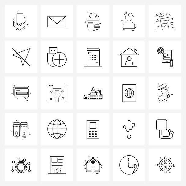 Linea Icona Set di 25 Simboli moderni di nuovo, infermiera, comprare, salute, medico Vector Illustrazione
 - Vettoriali, immagini