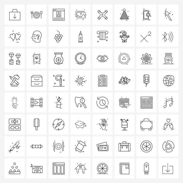 64の普遍的なシンボル｜スマート、ドローン、プロフィール、 jpg,pngベクトルイラストのモダンなラインアイコン - ベクター画像