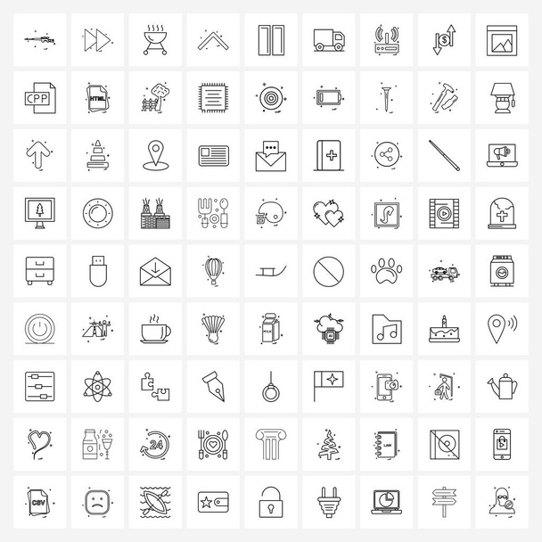 Set of 81 Modern Line Icons of arrow , direction, ui s, arrow, camping Vector Illustration - Vector, Image
