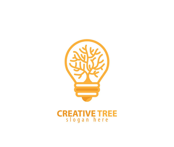 Kreatywne logo lampy drzewnej - Wektor, obraz